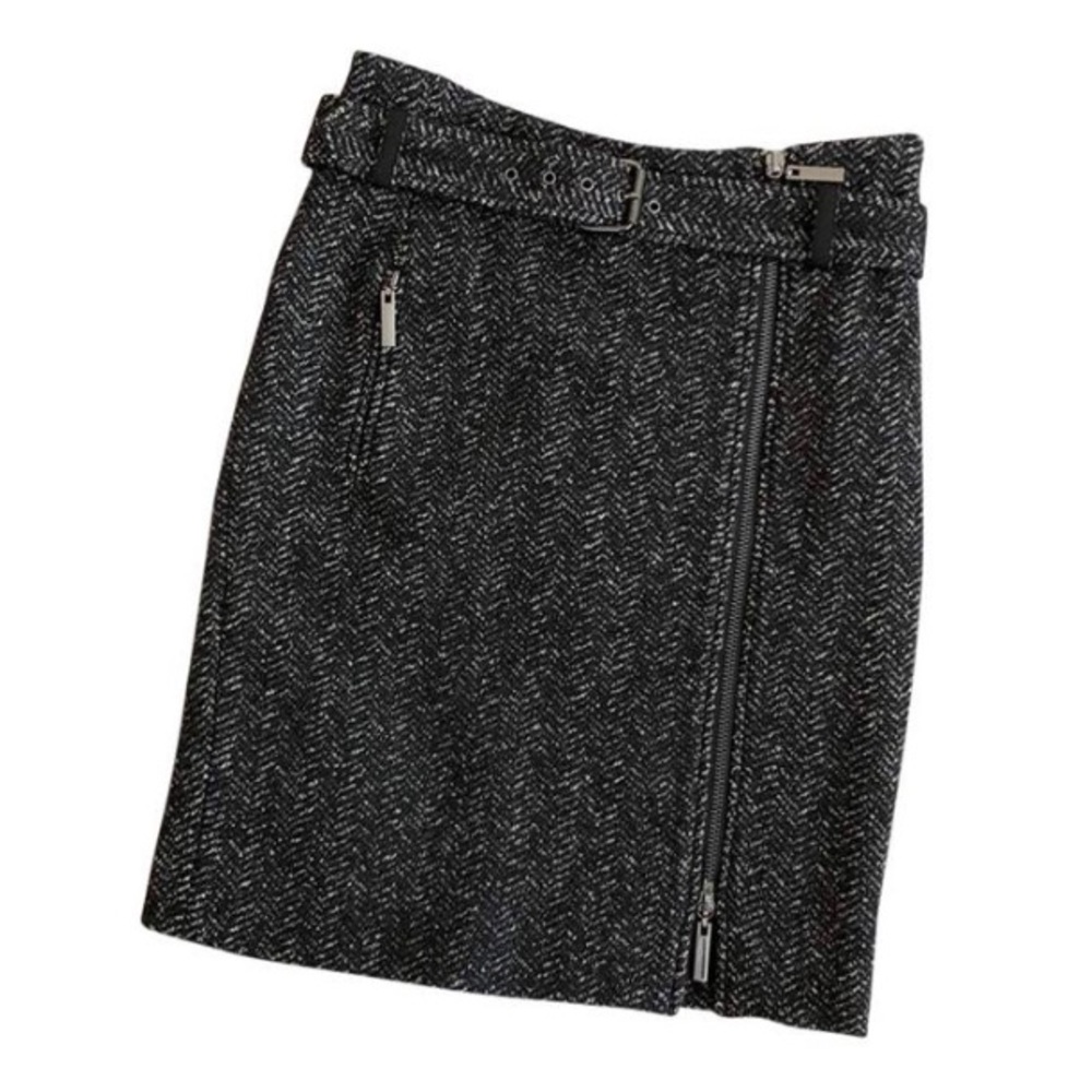 Tory Burch Tweed Belted Zipper Skirt